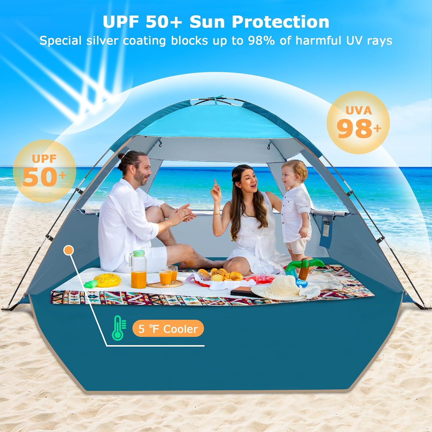 Detalle de COMMOUDS Beach Tent Sun Shelter for 3/4/6/8 Person