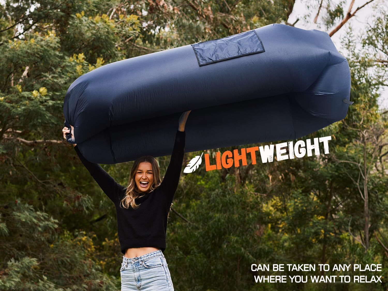 Detalle de WEKAPO Inflatable Couch Air Lounger Chair — Portable Blow-Up Sofa for Camping, Beach, Lawn & Outdoor Events