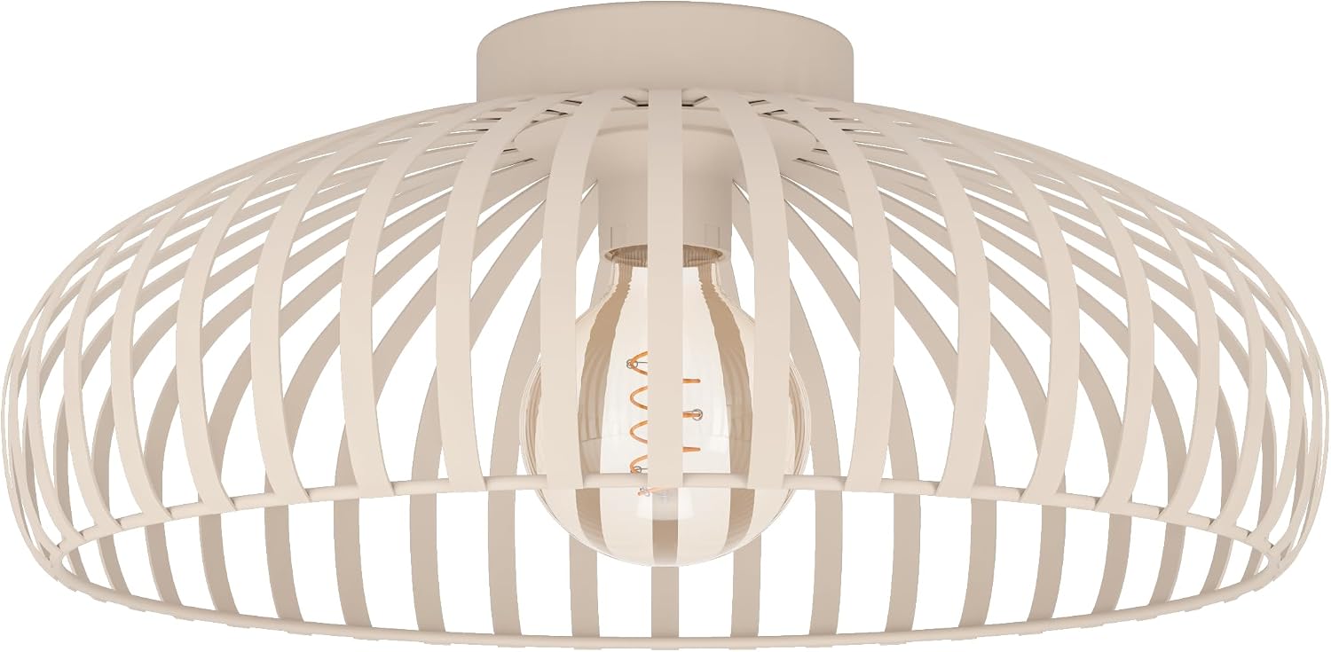 Detalle de EGLO Mogano 3 901747 – lampa sufitowa z metalową klatką, beżowa, E27