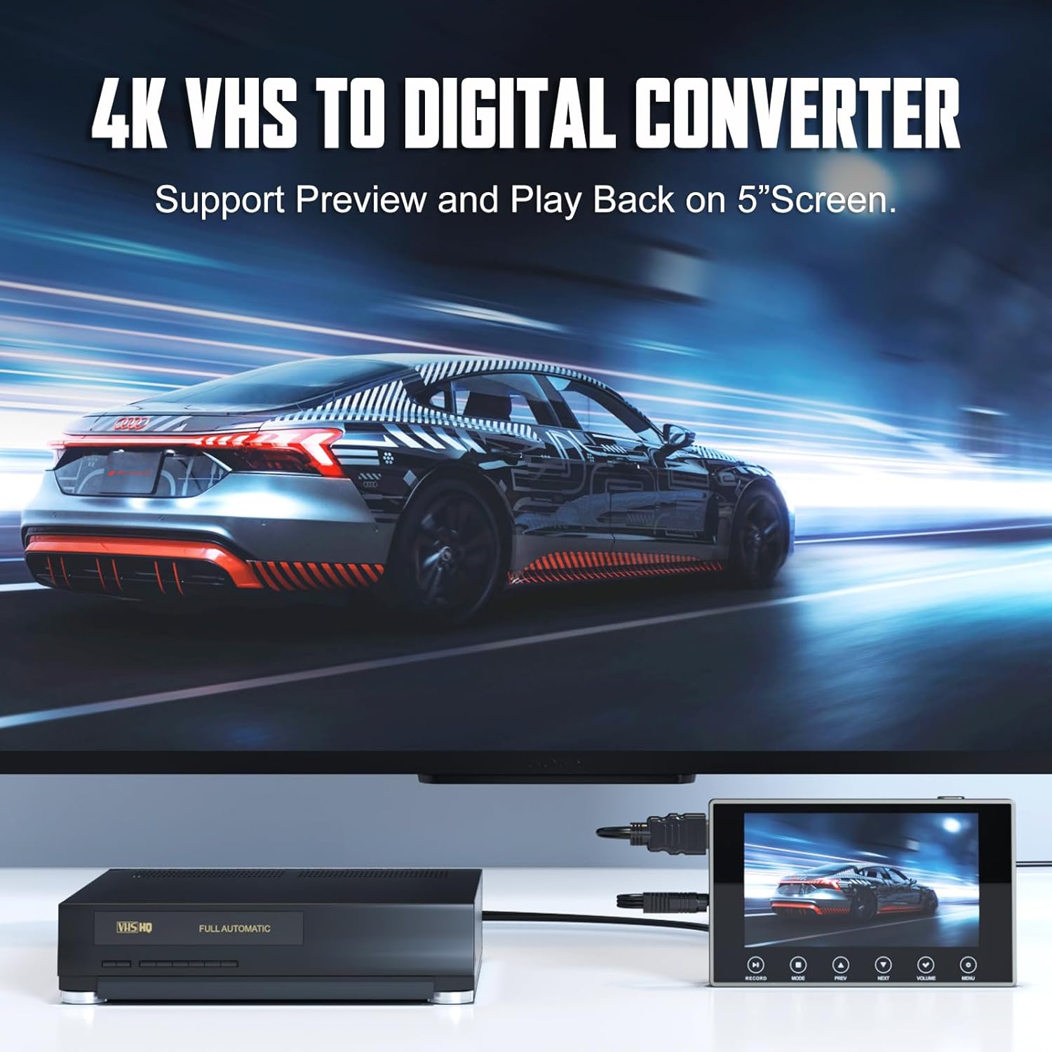 Detalle de DigitPro VHS to Digital Converter 3.0 with 5" Screen (VCR/Hi8/Mini DV to MP4, 4K)