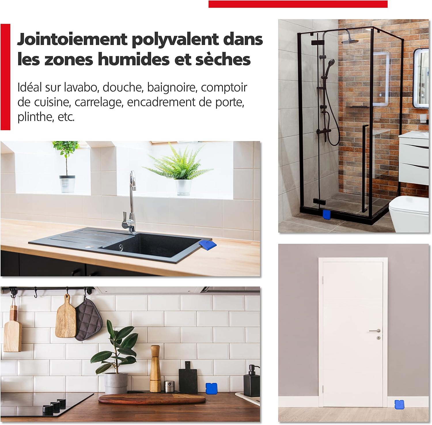 Detalle de RAVN HAMAN Set de 5 lissoirs à joints bleu (acrylique et silicone) avec 23 formes – outils de calfeutrage
