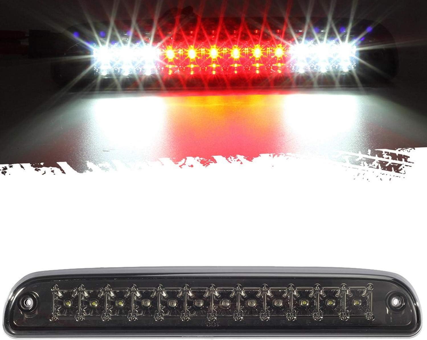 Detalle de Partsam Red/White 12 LED Smoke Lens Chrome Housing 3rd Brake Light for Ford Super Duty & Ranger (1999-2016 F-Series, 1993-2011 Ranger)