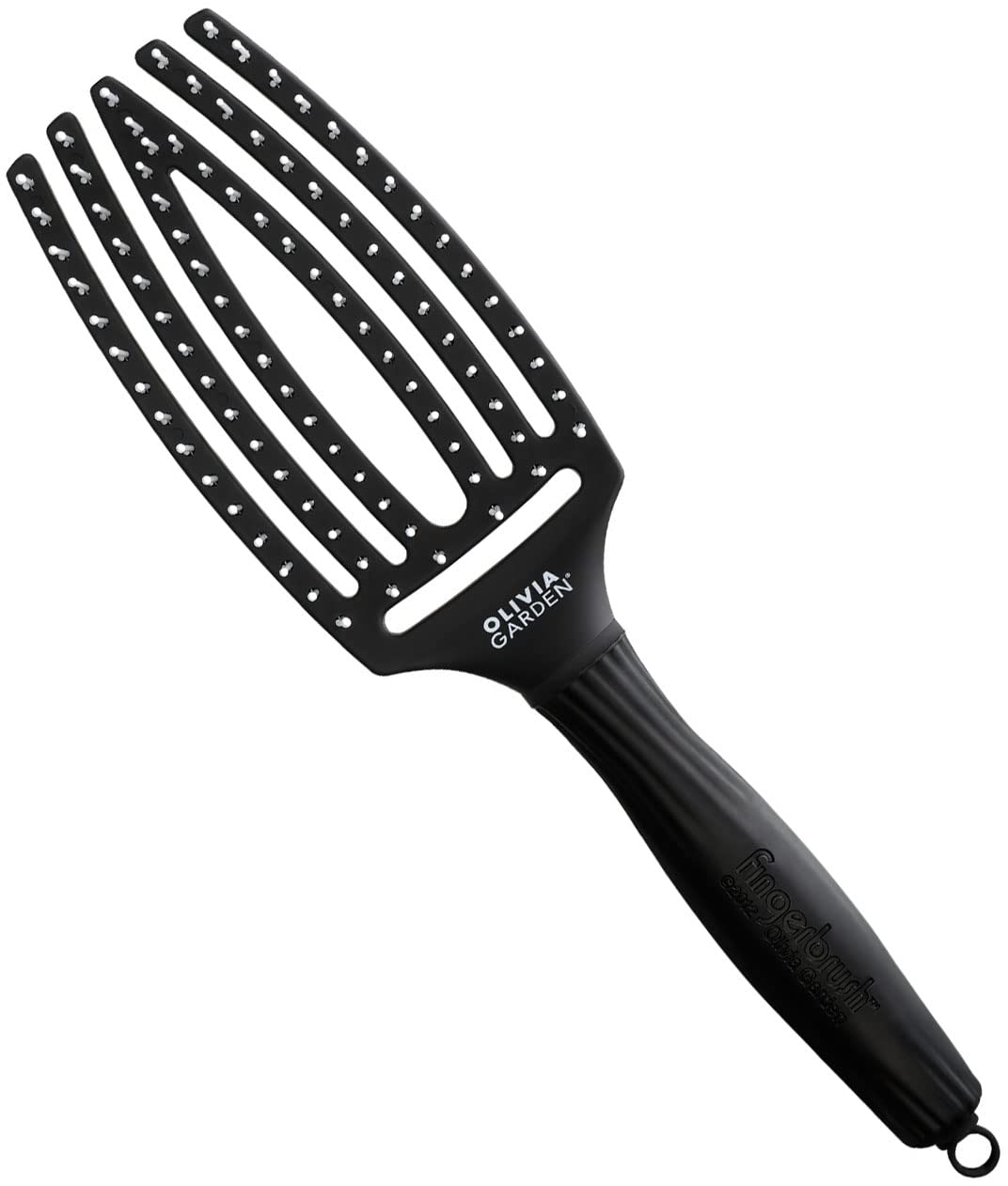 Detalle de Olivia Garden Fingerbrush Care Iconic – Haarbürste mit Nylonborsten für geschmeidiges Styling und sanfte Kopfhautmassage