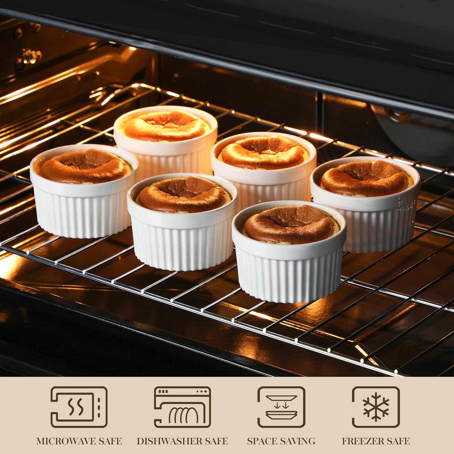 Thumbnail 3 de MALACASA Porcelain Ramekins 10 oz