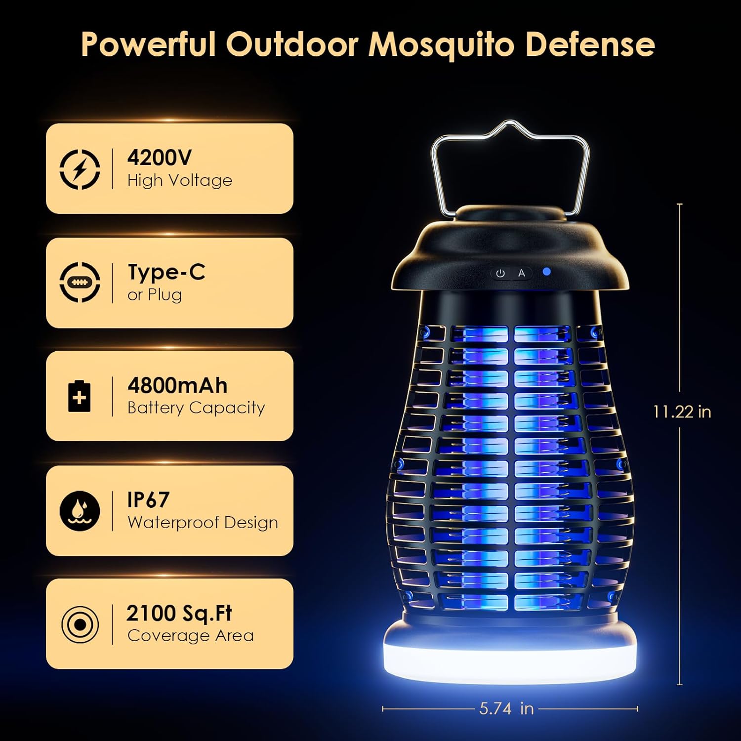 Thumbnail 3 de Cordless Bug Zapper Outdoor 4200V: Portable, Rechargeable Mosquito Killer for Outdoor Spaces