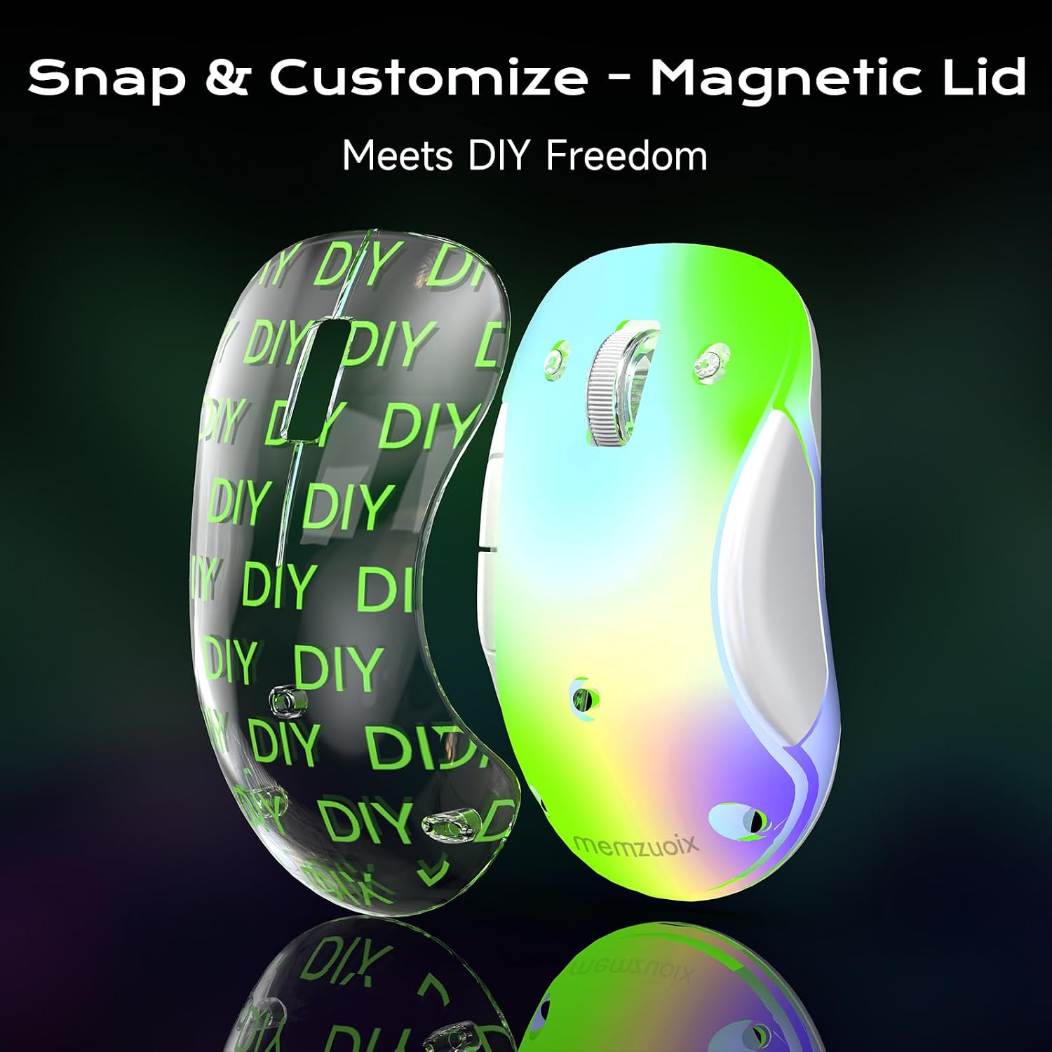 Thumbnail 6 de memzuoix LED Wireless Mouse (Green) – Rechargeable 2.4G optical mouse with RGB lighting