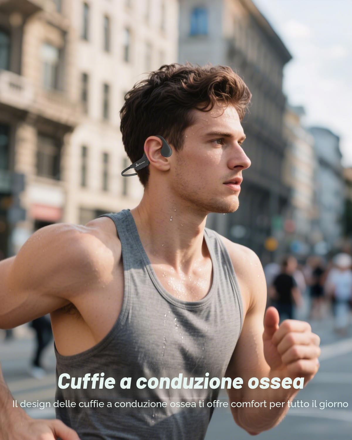 Detalle de ANSTEN Cuffie a conduzione ossea per nuoto Bluetooth 5.4 con MP3 8GB e grado IPX8