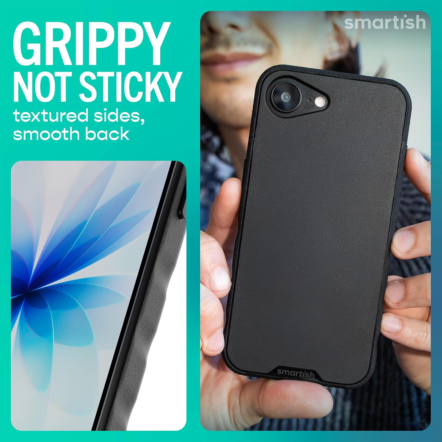 Detalle 2 de Smartish Gripmunk Magnetic Slim Case for iPhone 17e/16e with MagSafe (Black Tie Affair)