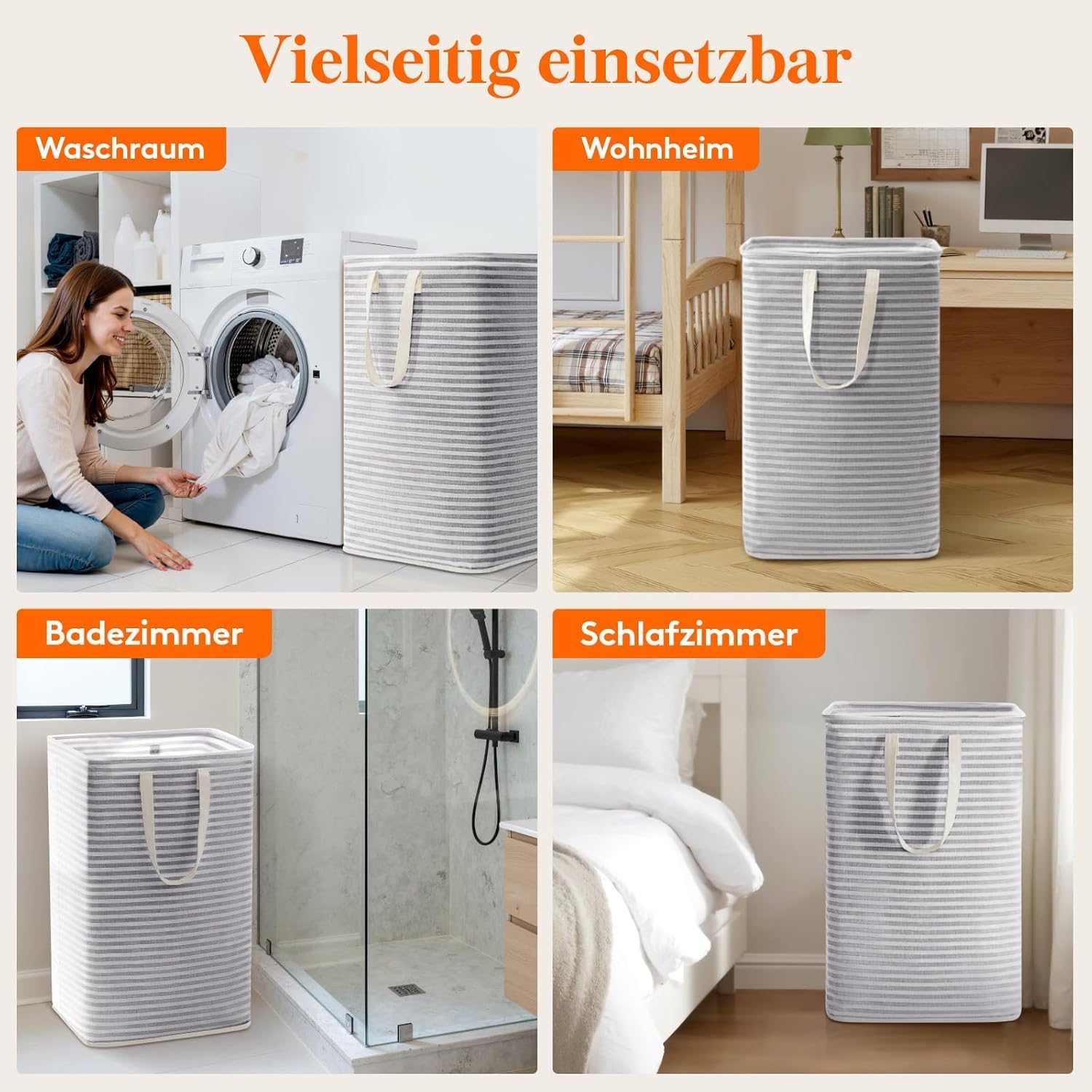 Thumbnail 6 de Lifewit Wäschekorb – Großer faltbarer Wäschesammler, 75 L, wasserdicht, mit Griffe, grau