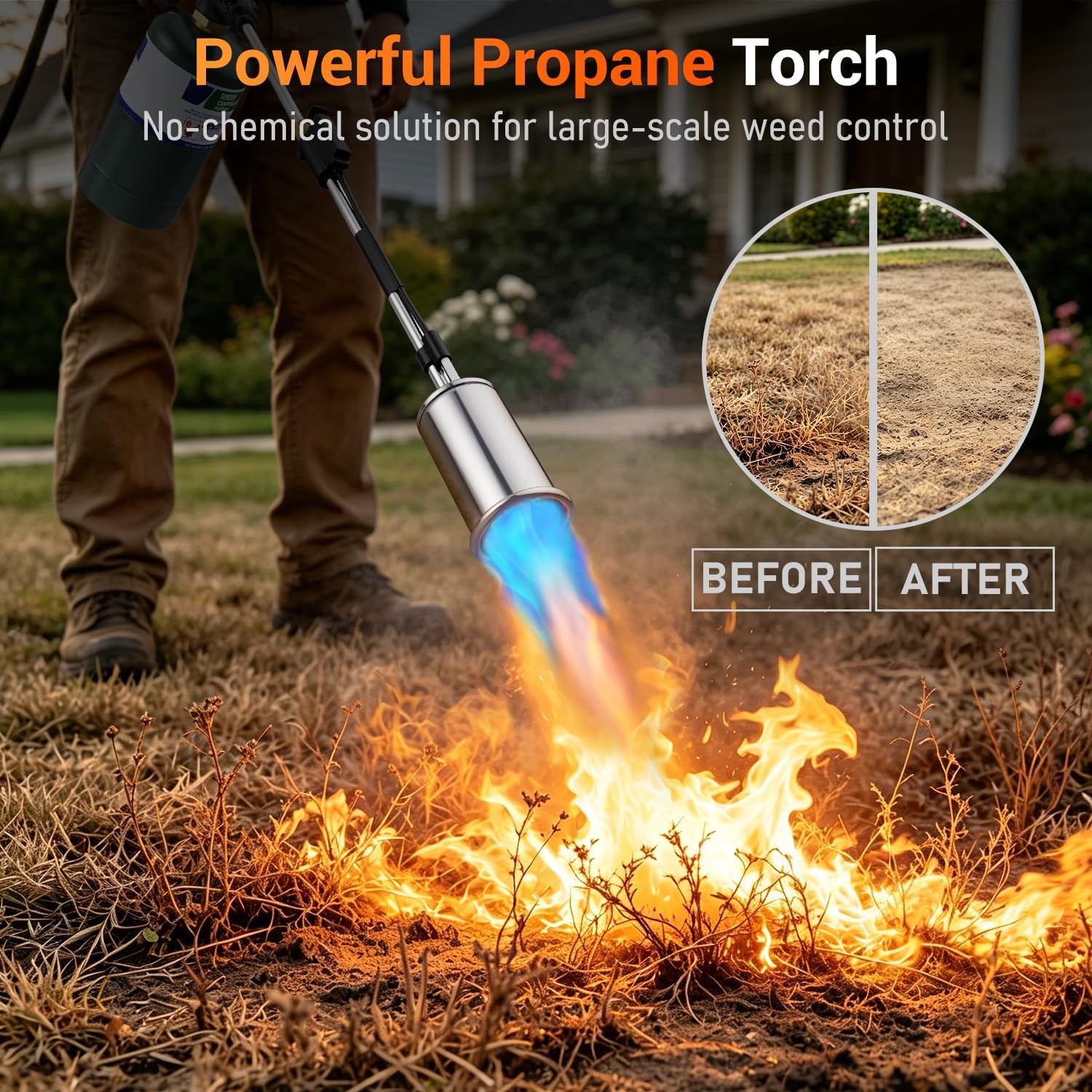 Detalle 2 de Sondiko GF-8016 Propane Weed Torch, 30-Inch Detachable, Adjustable Flame