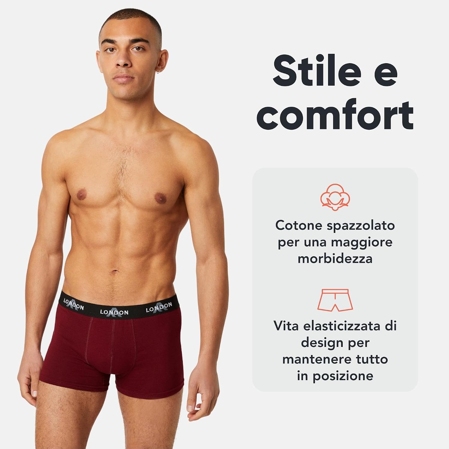 Detalle 2 de FM London Mutande Boxer da 4/8, cotone morbido