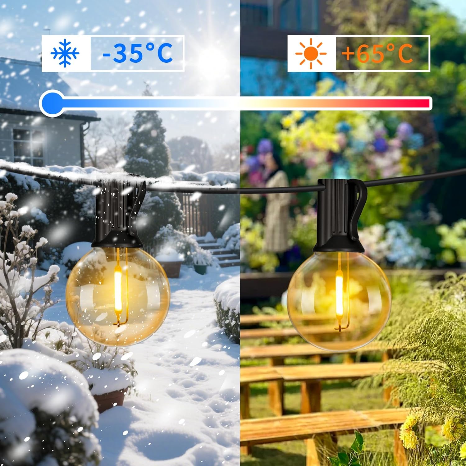 Thumbnail 3 de GLOBELIT Outdoor String Lights 200FT/90M (G40, mains powered, 12V low voltage) with 100+4 shatterproof LEDs