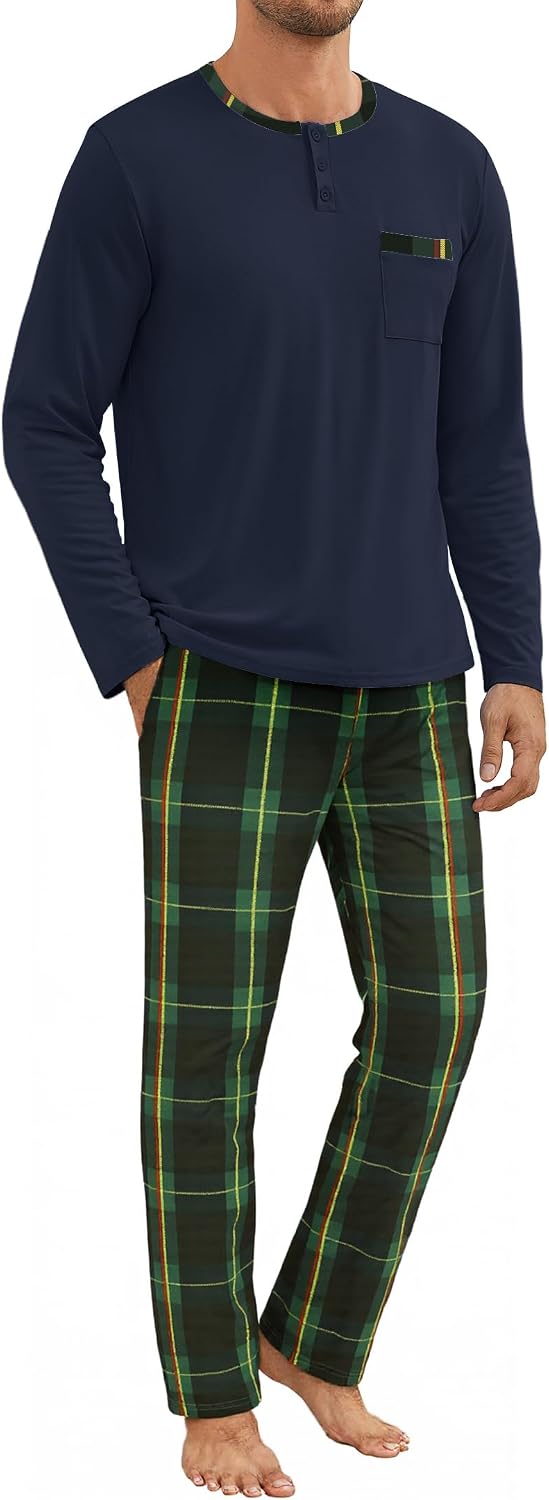 Thumbnail 6 de Atforna Schlafanzug Herren Lang Karierten Pyjama Set – Zweiteiliges Baumwoll-Set für Herbst und Winter