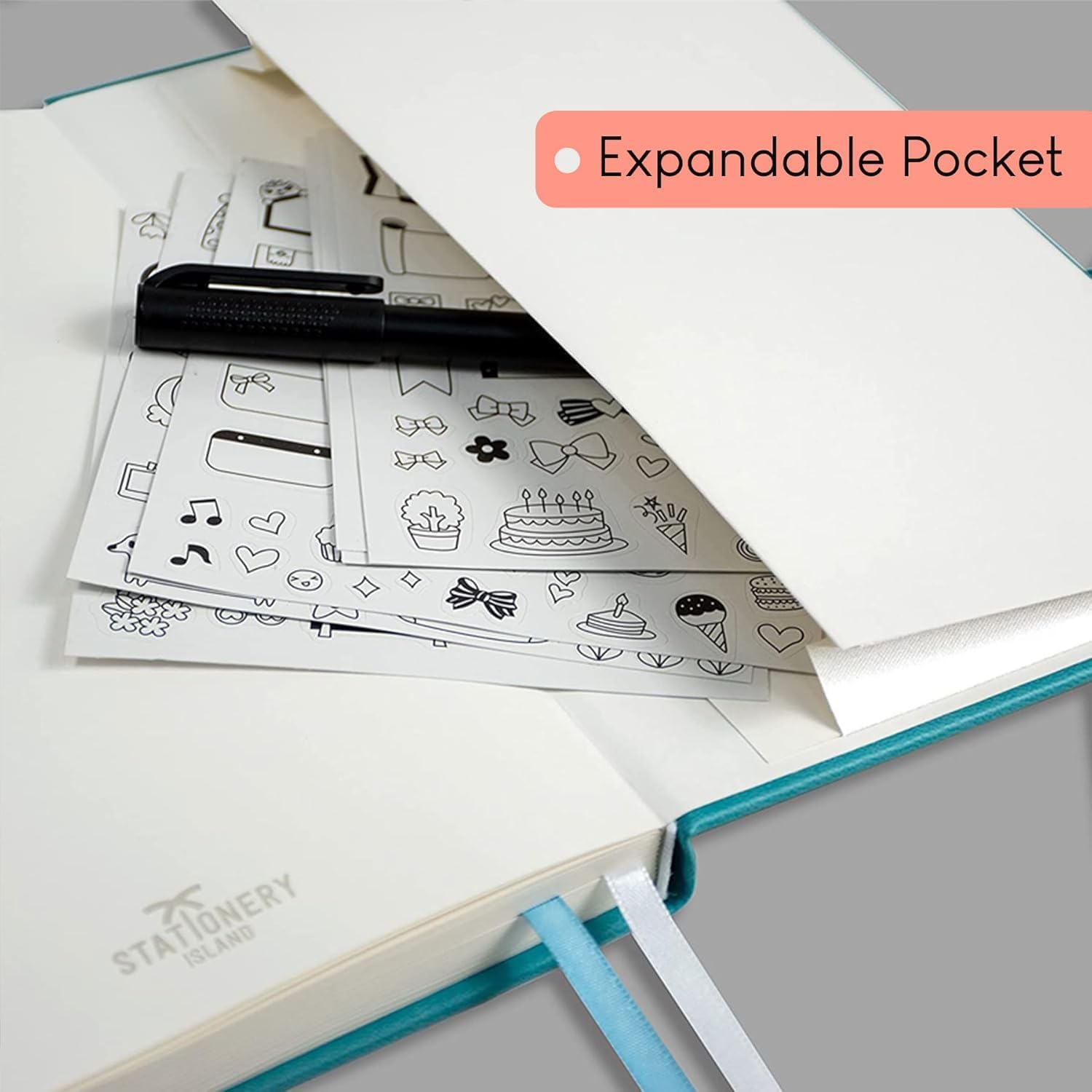 Detalle de STATIONERY ISLAND Notizbuch A5 Liniert – Hardcover, 180 Seiten, 120 g/m²