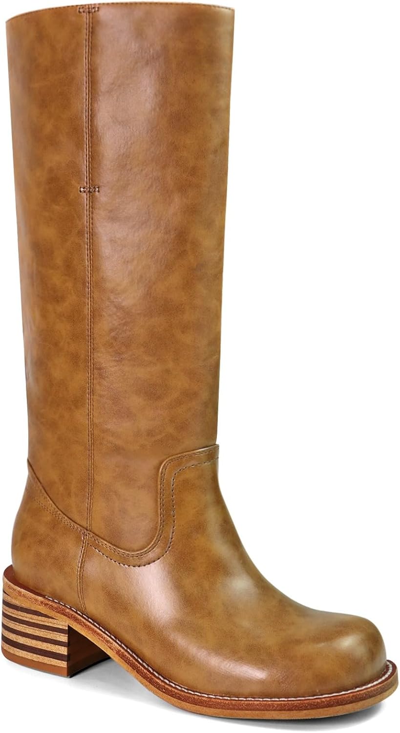 Detalle 2 de UBWDU Women's Knee High Boots with Chunky Block Heel