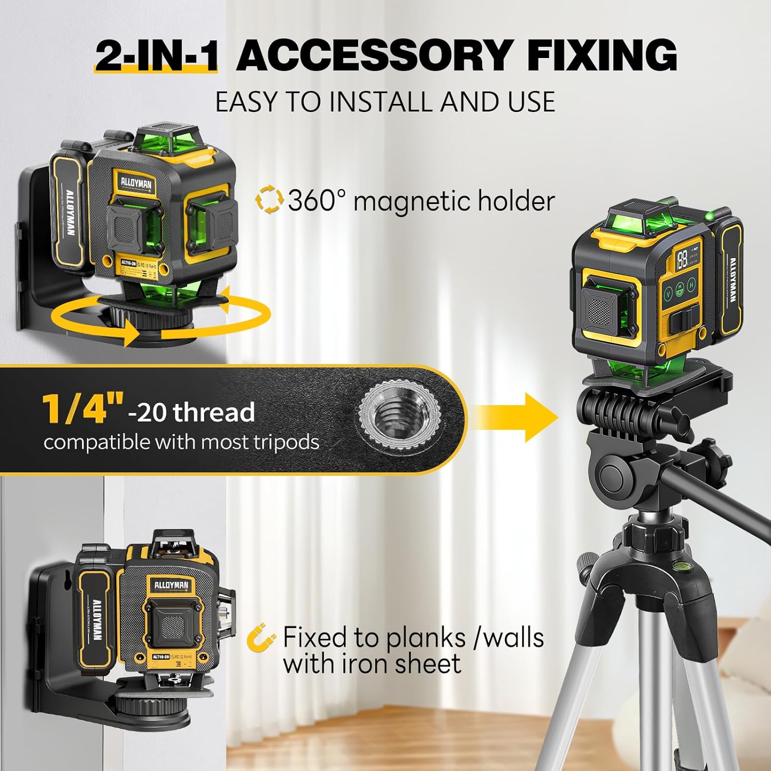 Detalle de Alloyman Laser Level with Tripod 4D Self Leveling 🔆📌⟨WAIT⟩