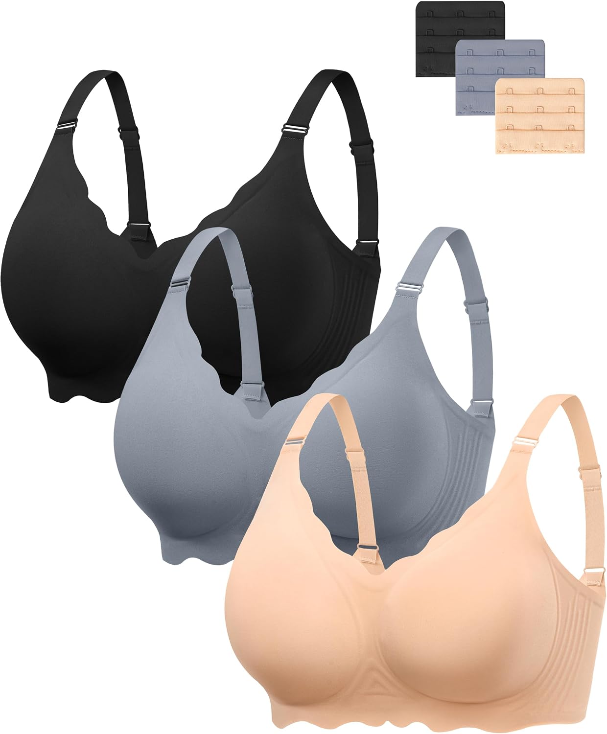 Detalle de Angelhood Seamless Jelly Push Up Wireless Bra (V-Neck, No Underwire)