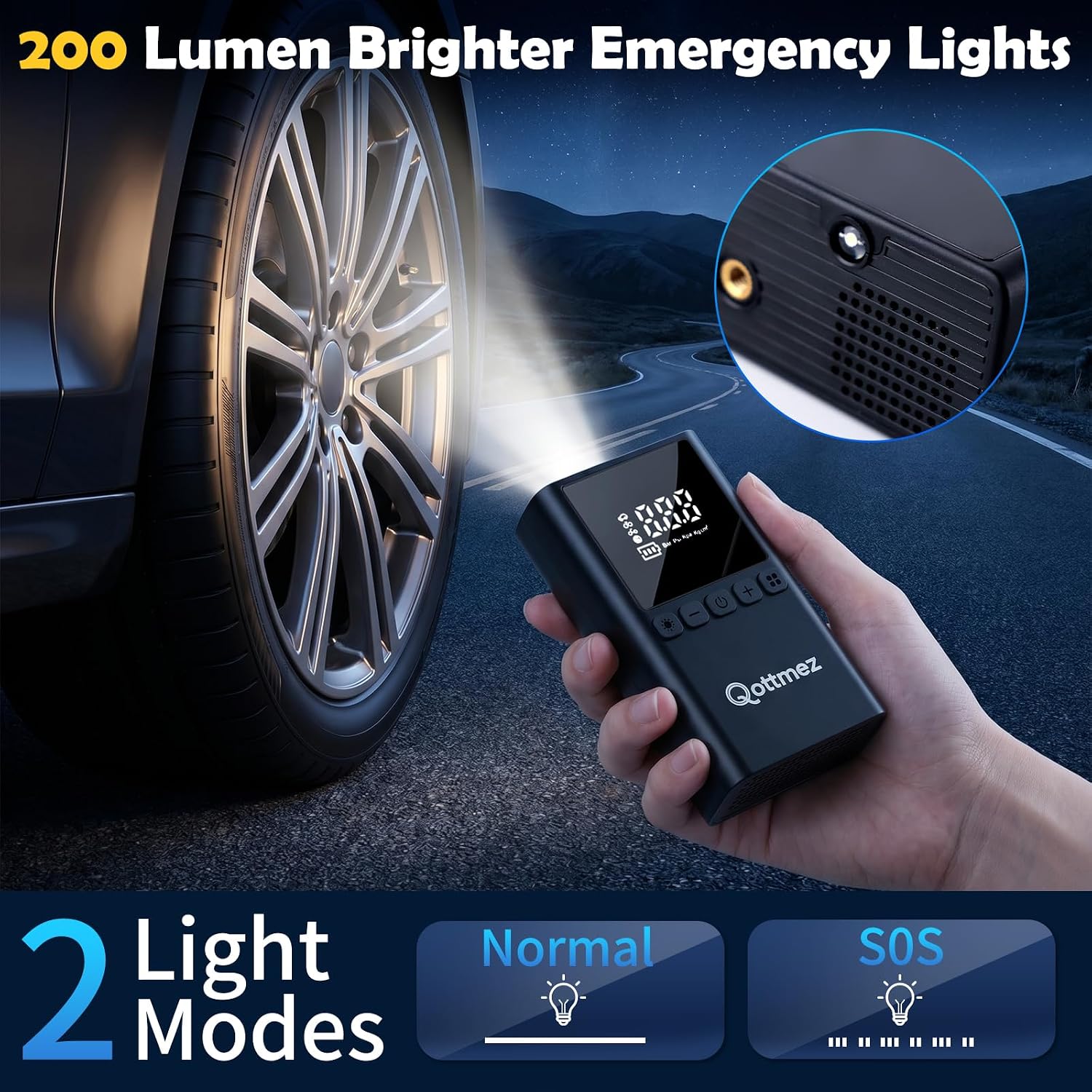 Thumbnail 6 de Upgraded 70L/min Car Tyre Inflator Air Compressor with 150 PSI Battery and LED Display