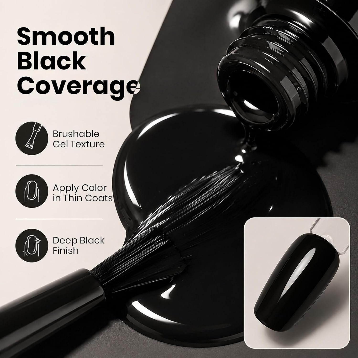Detalle 2 de Beetles Black Gel Nail Polish 15 mL