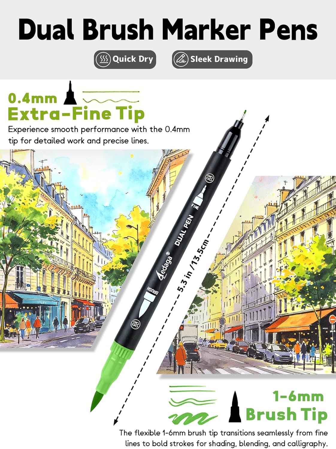 Thumbnail 1 de Brled 120 Colour Numbered Dual Tip Brush Pens (Extra Fine & Brush Tips) with Free App