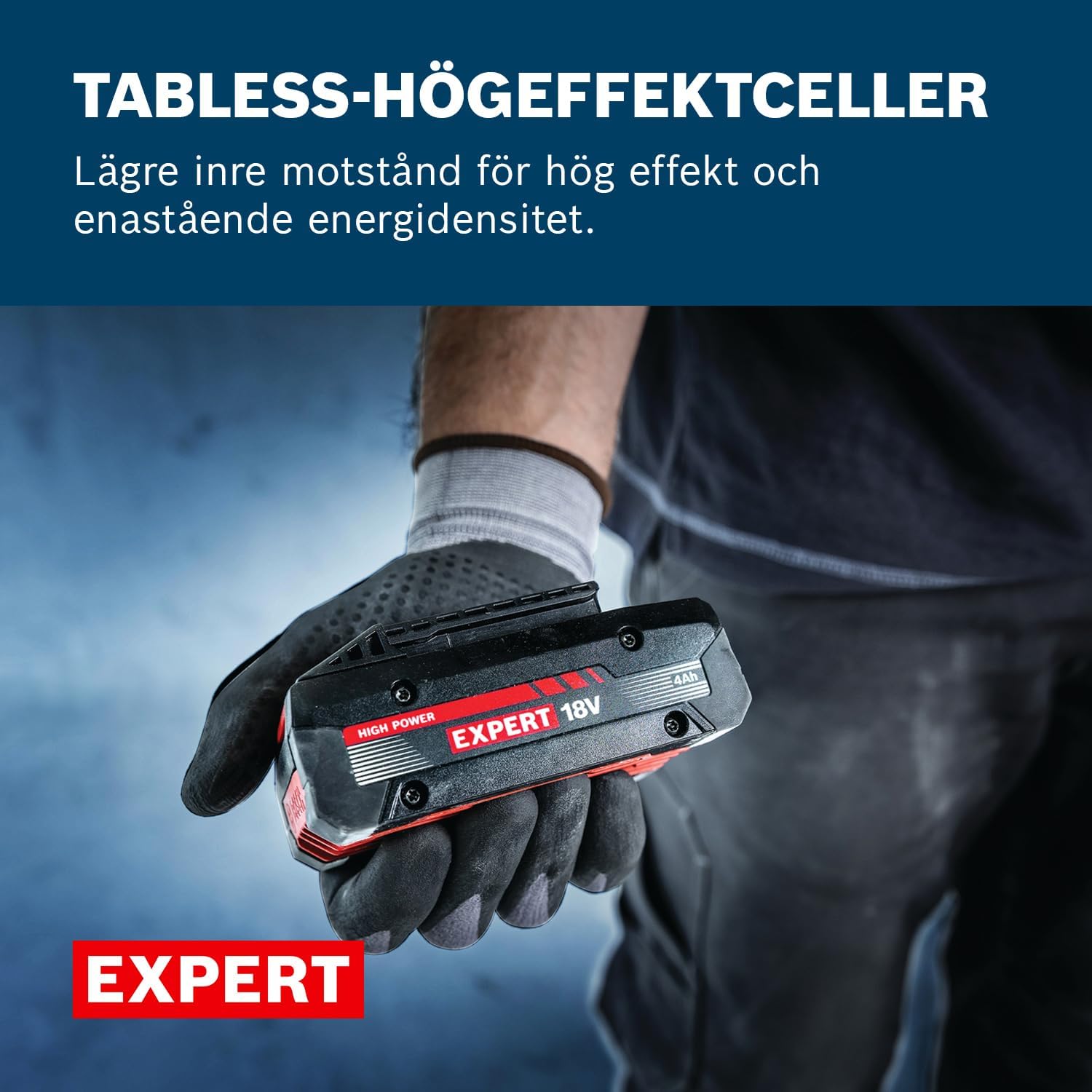 Detalle de Bosch EXPERT 18V System EXBA18V-40 högeffektsbatteri, upp till 2 000 W