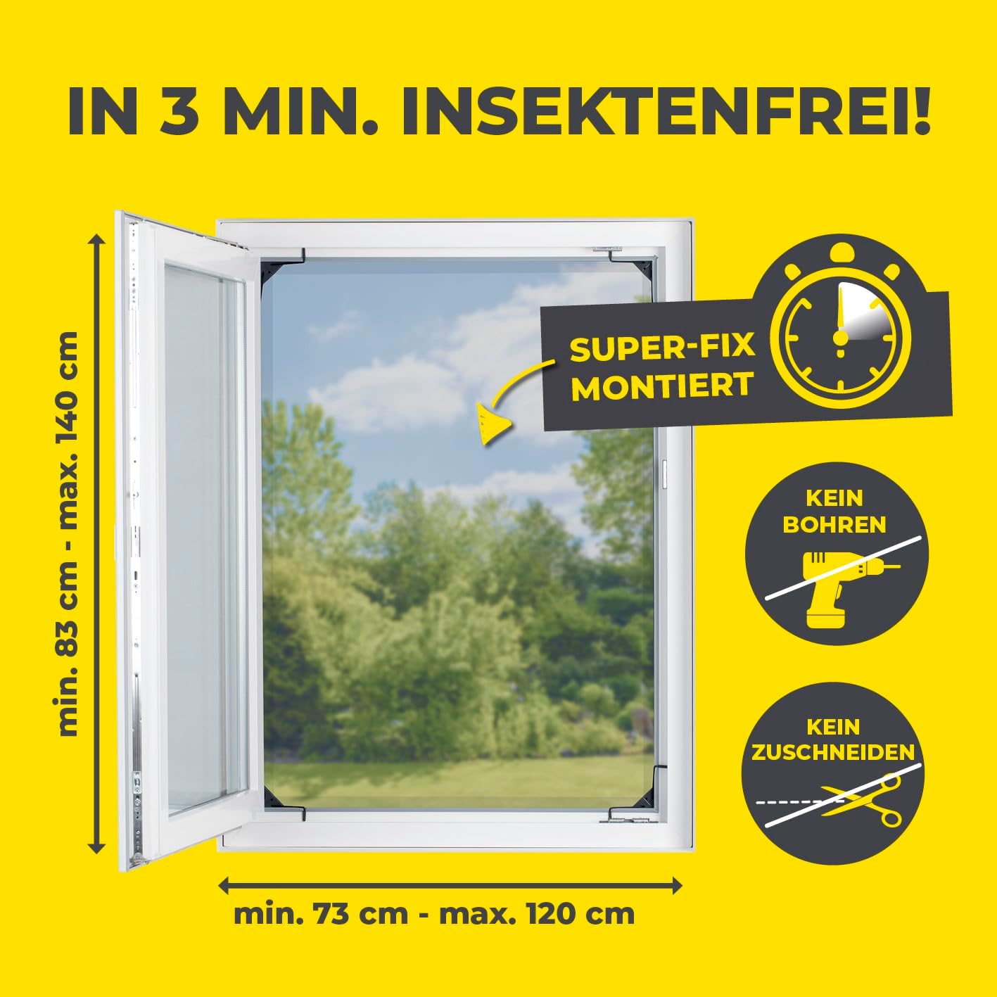 Thumbnail 3 de EASYmaxx Insect Protect Teleskop-Insektenschutzgitter für Fenster mit vormontiertem Rahmen (anthrazit)