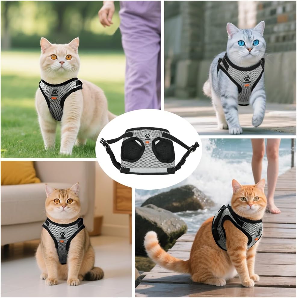 Thumbnail 6 de AUYAO verstelbaar kattenharnas S, reflecterend en ontsnappingsveilig