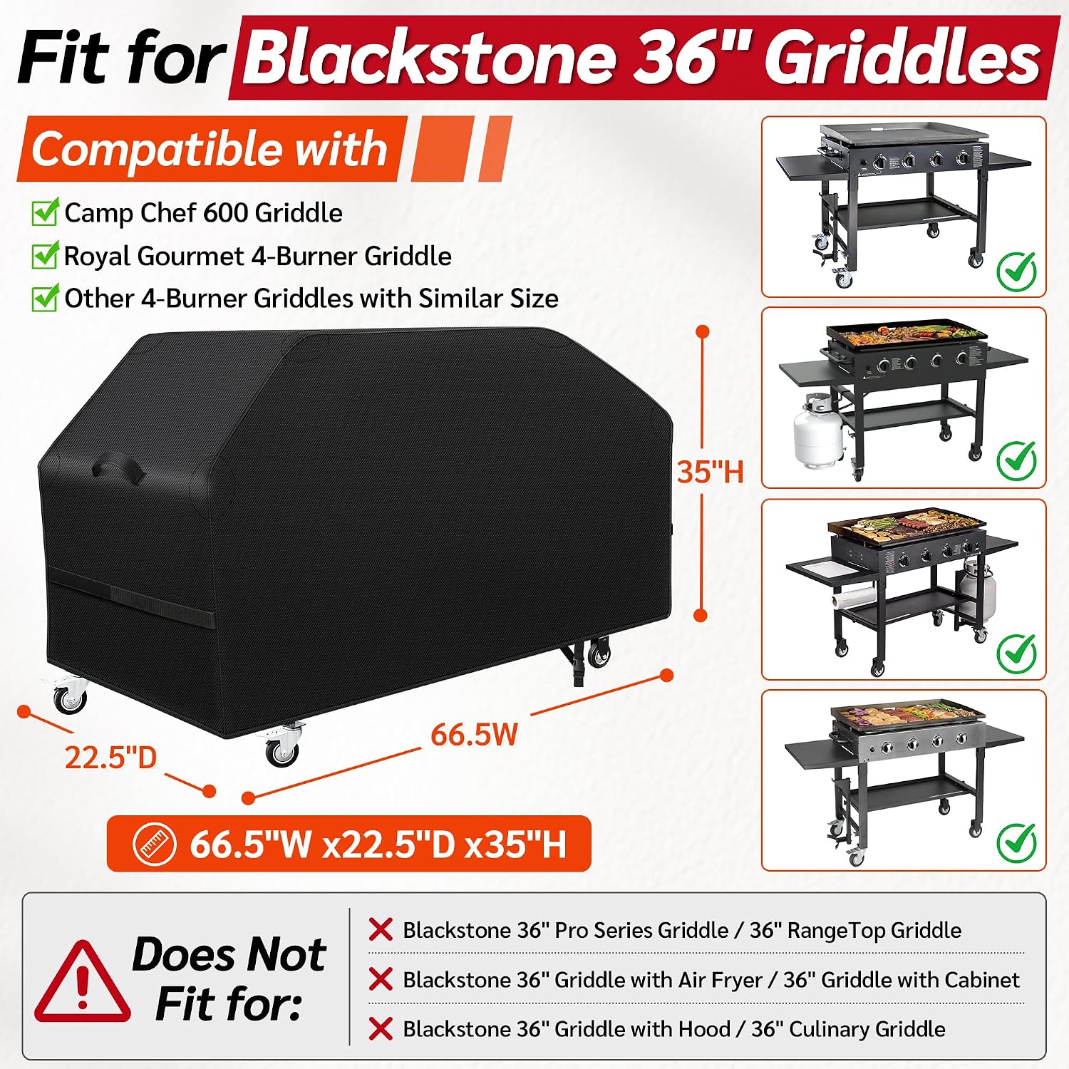 Detalle 2 de iCOVER G21621 36-Inch Griddle Cover, 600D Polyester with Support Pole
