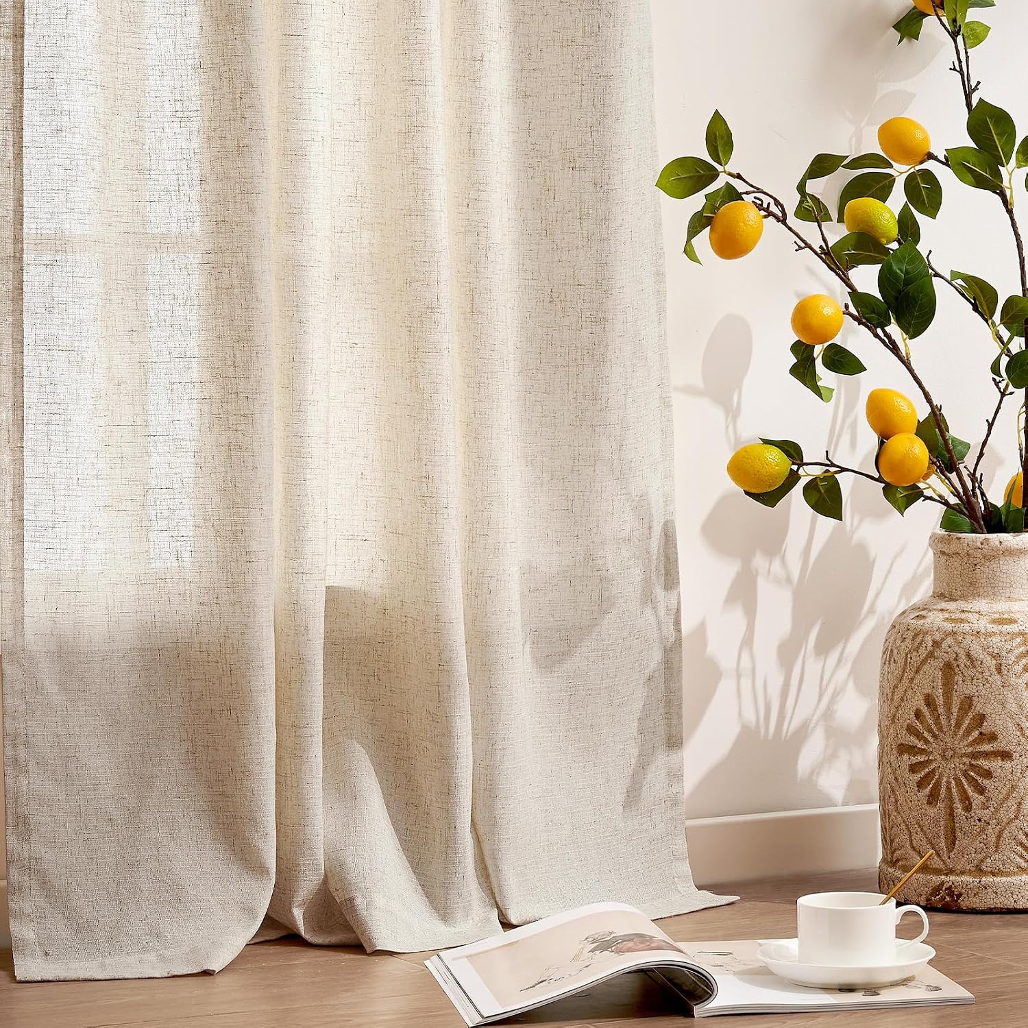 Thumbnail 4 de jinchan JINCHAN Curtains Linen-Blend Light-Filtering Drapes, 4 Panels