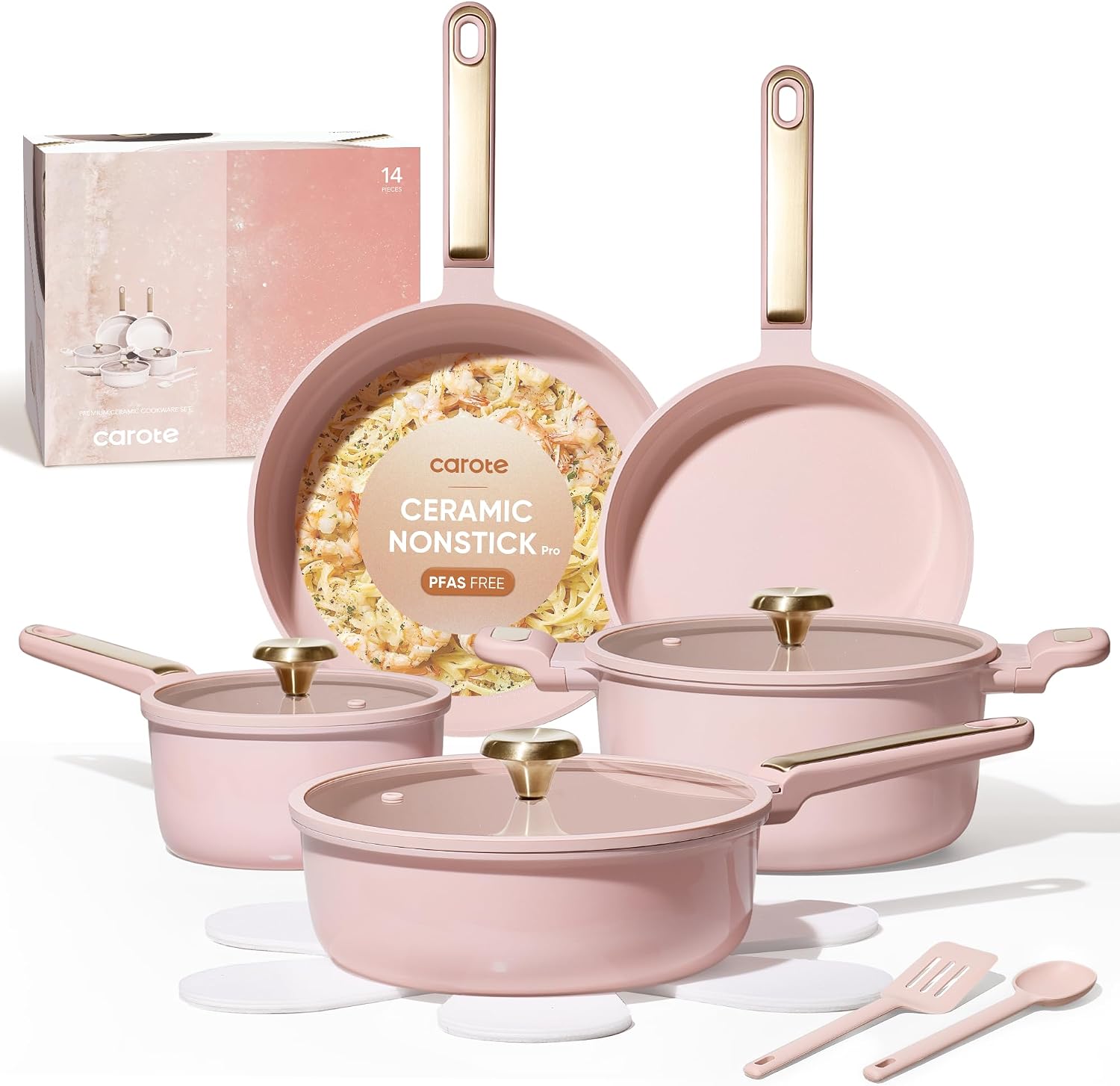Detalle de CAROTE Ceramic 14pc Nonstick Cookware