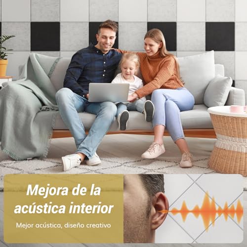 Detalle 2 de TONOR 18 PCS Paneles Acústicos Adhesivos Cuadrados 30x30 cm—Aislamiento y Estética para Paredes, Techos y Puertas