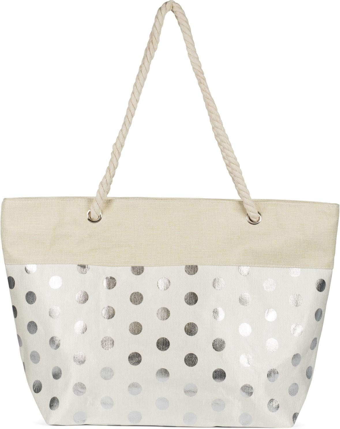Detalle de styleBREAKER Ladies XXL Borsa da spiaggia grande con motivo a puntini metallici