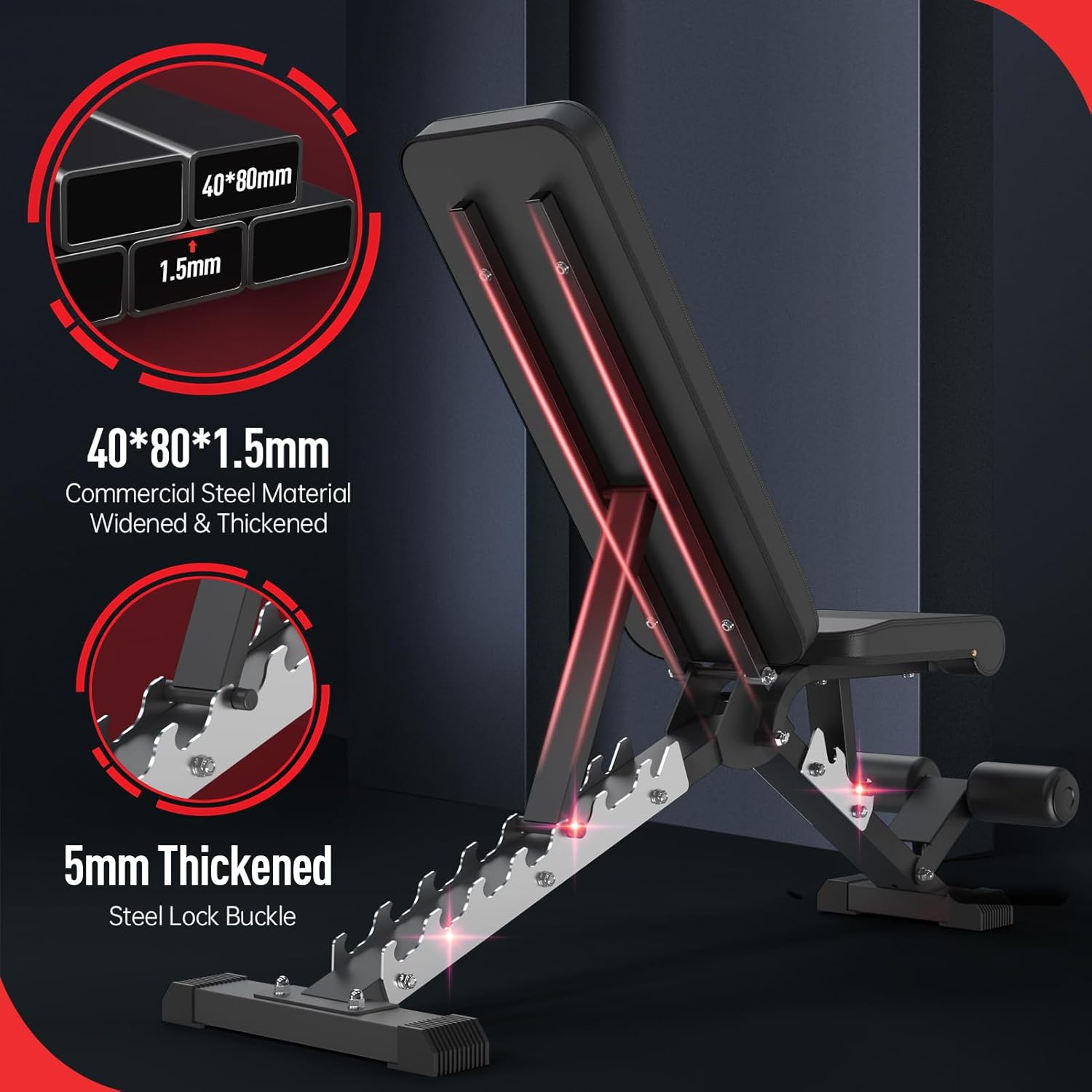 Thumbnail 2 de JOROTO MD60 verstellbare Hantelbank (klappbar) mit 360 kg Tragfähigkeit – Schrägbank fürs Heimtraining