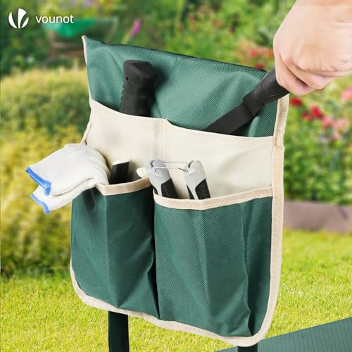 Detalle 2 de vounot Banc de Jardinage Pliable 2 en 1 – Agenouilloir et Siège avec Pochette de Rangement