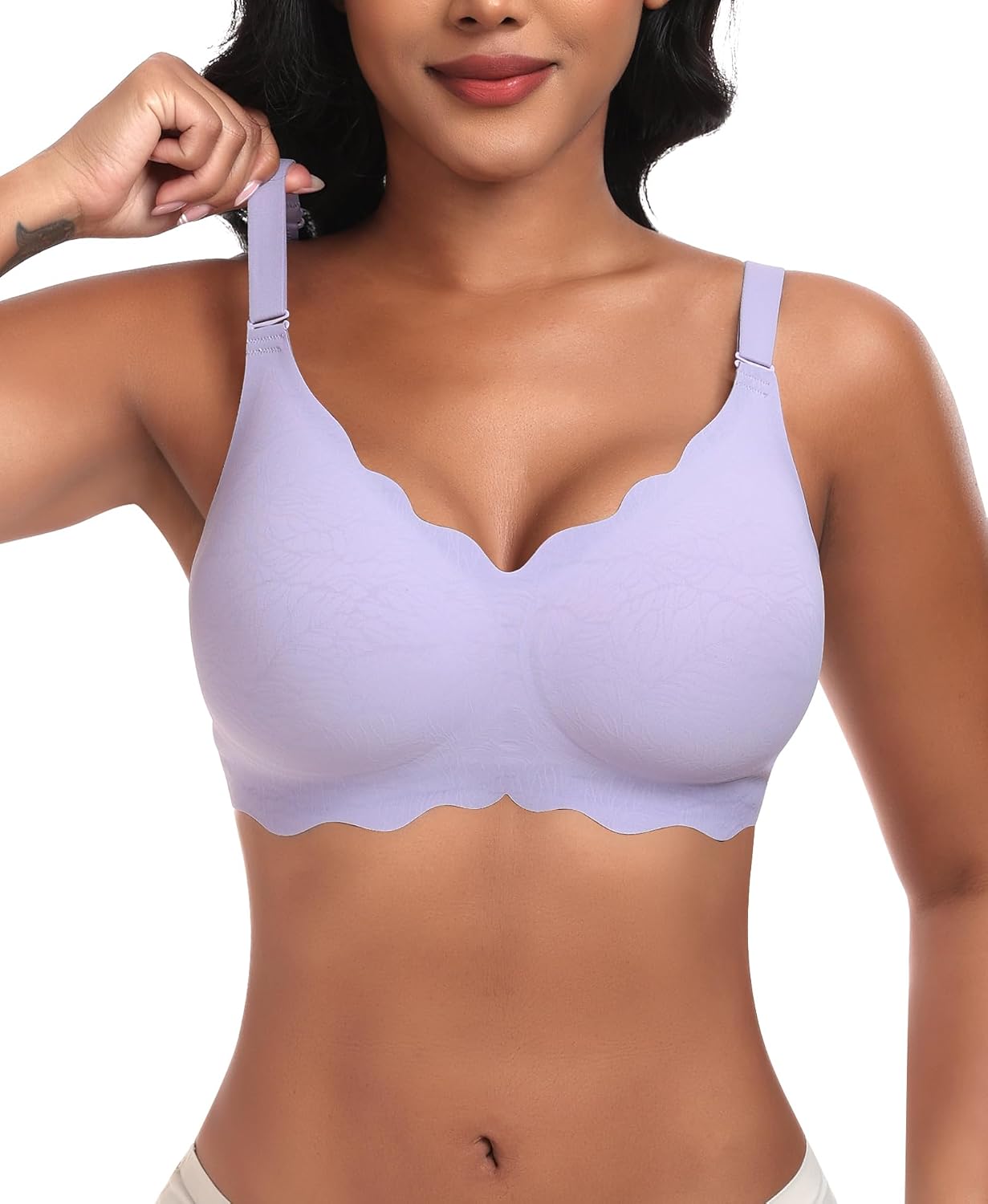 Detalle de Ganado Damen Nahtloser Bügelloser BH ohne Bügel, Tiefes V-Ausschnitt Bralette – Made für Komfort und Alltagslook