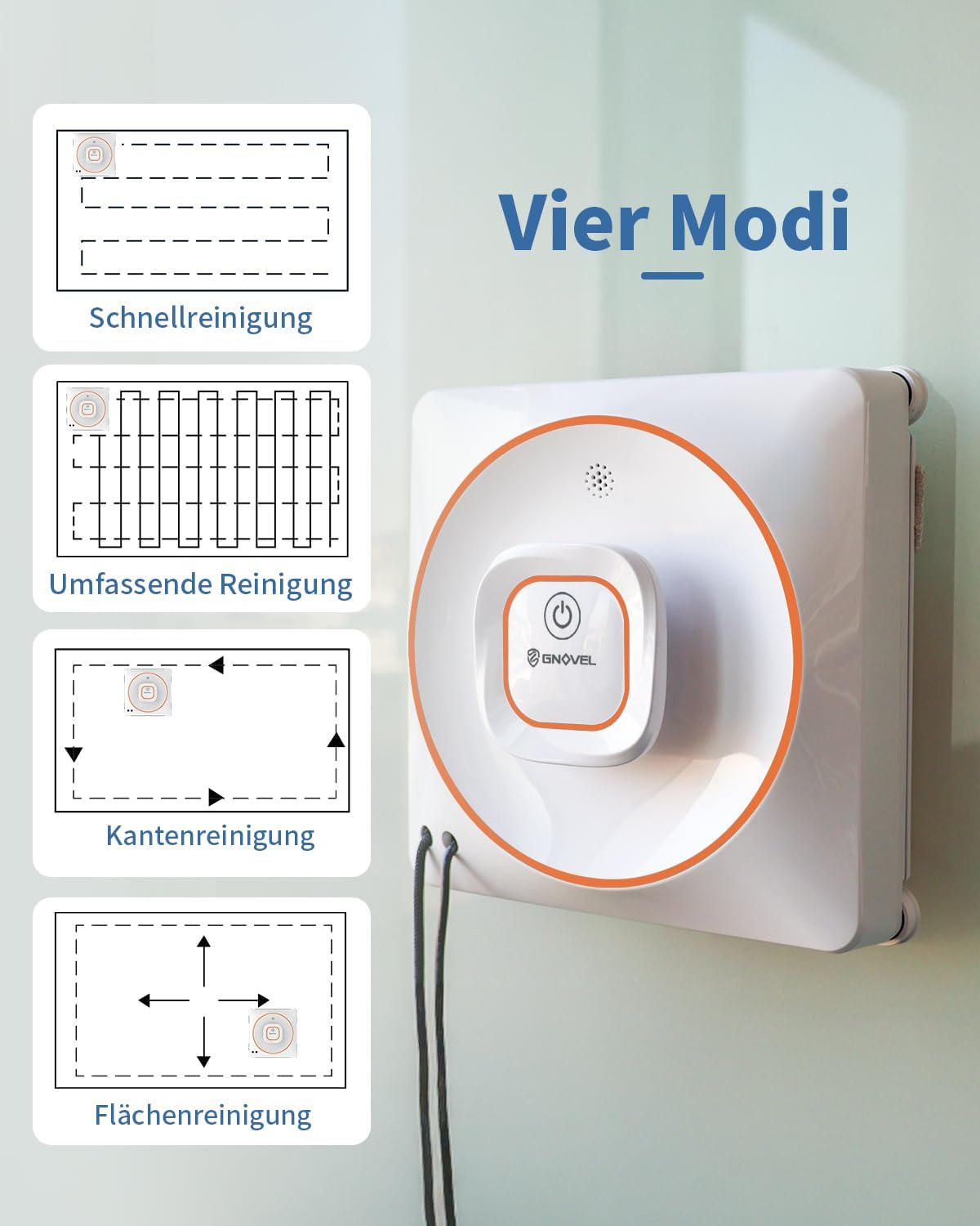 Thumbnail 4 de GNOVEL Fensterreiniger Roboter – 8000Pa Saugleistung, 4 Reinigungsmodi und 15-Stufen-Antifall-System