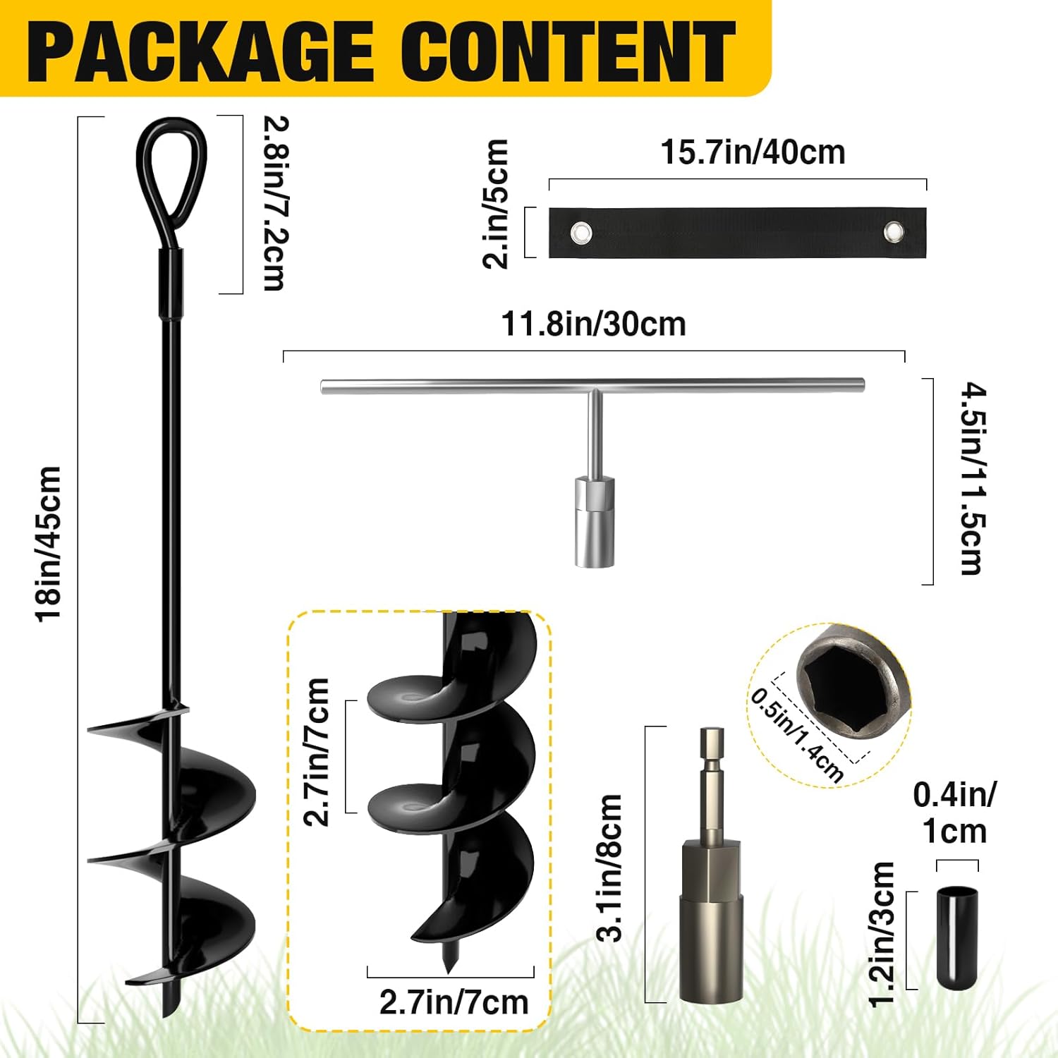 Detalle 2 de MIXC 18-Inch Heavy Duty Ground Anchors Screw In (4-Pack) with Straps, Drill Adapter, and Upgraded T-Wrench