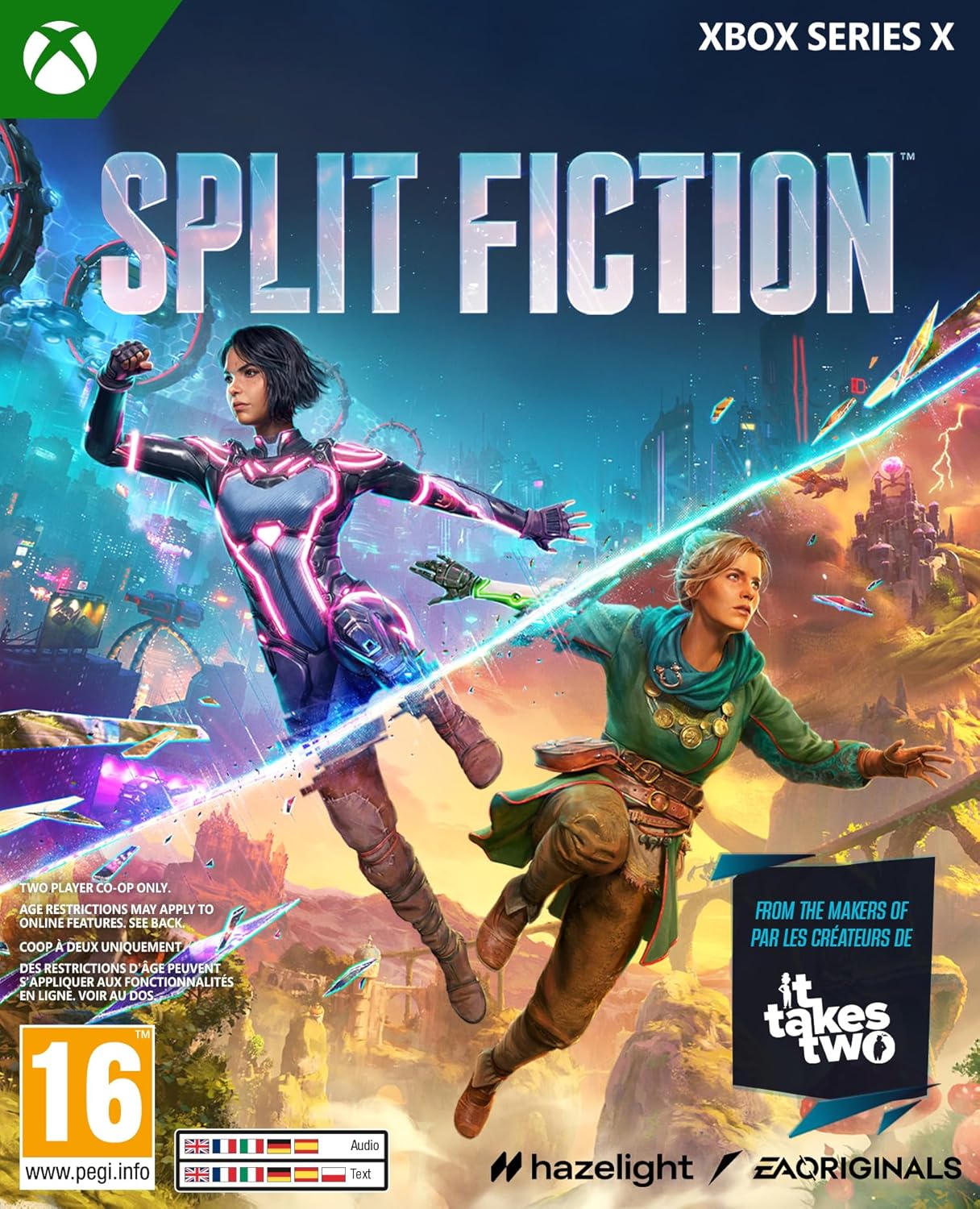 Detalle de Split Fiction for Xbox Series X (Disc) — English co-op split-screen adventure game