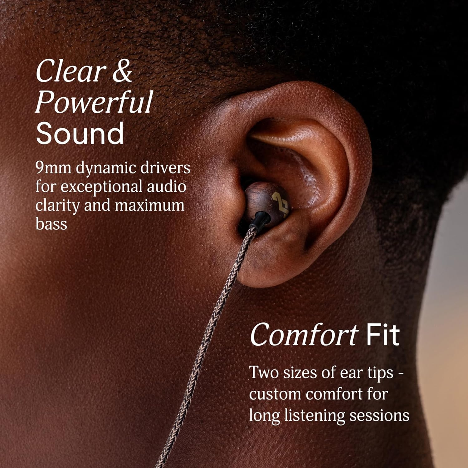 Thumbnail 3 de Marley House of Smile Jamaica USB-C kabelgebundene In-Ear-Kopfhörer mit 9,2-mm-Treibern & Mikrofon (Brass)