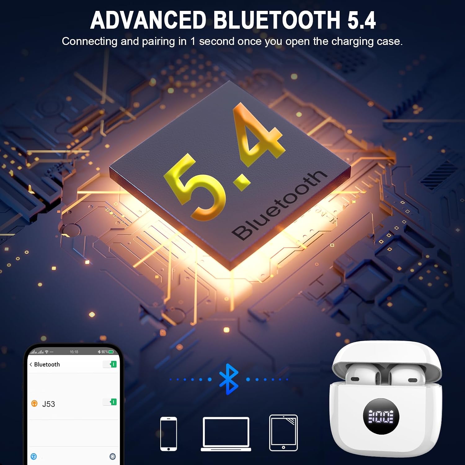 Detalle de Wireless Earbuds 40Hrs playtime Bluetooth 5.4