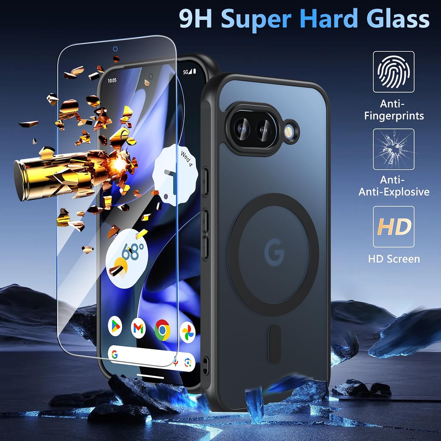 Thumbnail 1 de BESINPO Pixel 9A magnetic case with 9H glass