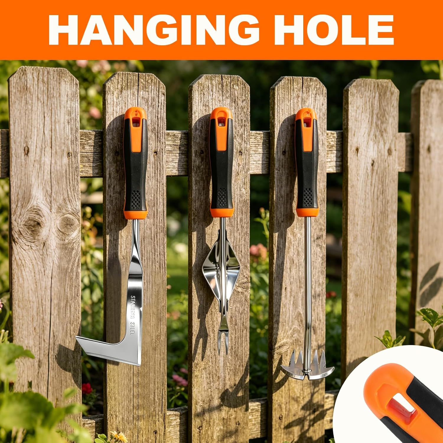 Detalle 1 de VIBINNO VI603T 3-Piece Garden Tool Set with Stainless Steel Heads