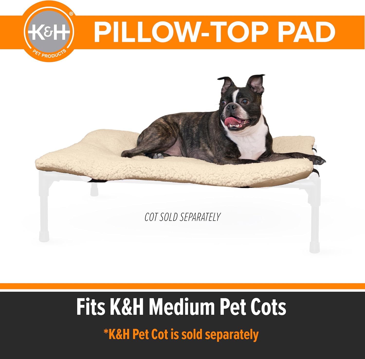 Detalle de K&H Pet Products microfleece kussen voor hondenwieg, lichtbruin, medium, 50 x 80 cm