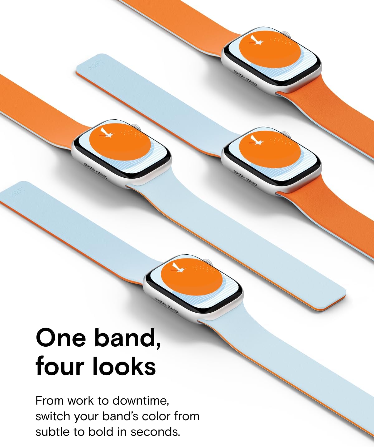 Detalle de MOFT Snap Duo Watch Bands for Apple Watch (Ultra/Series/SE) – Quick magnetic wear, duo-colour silicone, 38–49mm