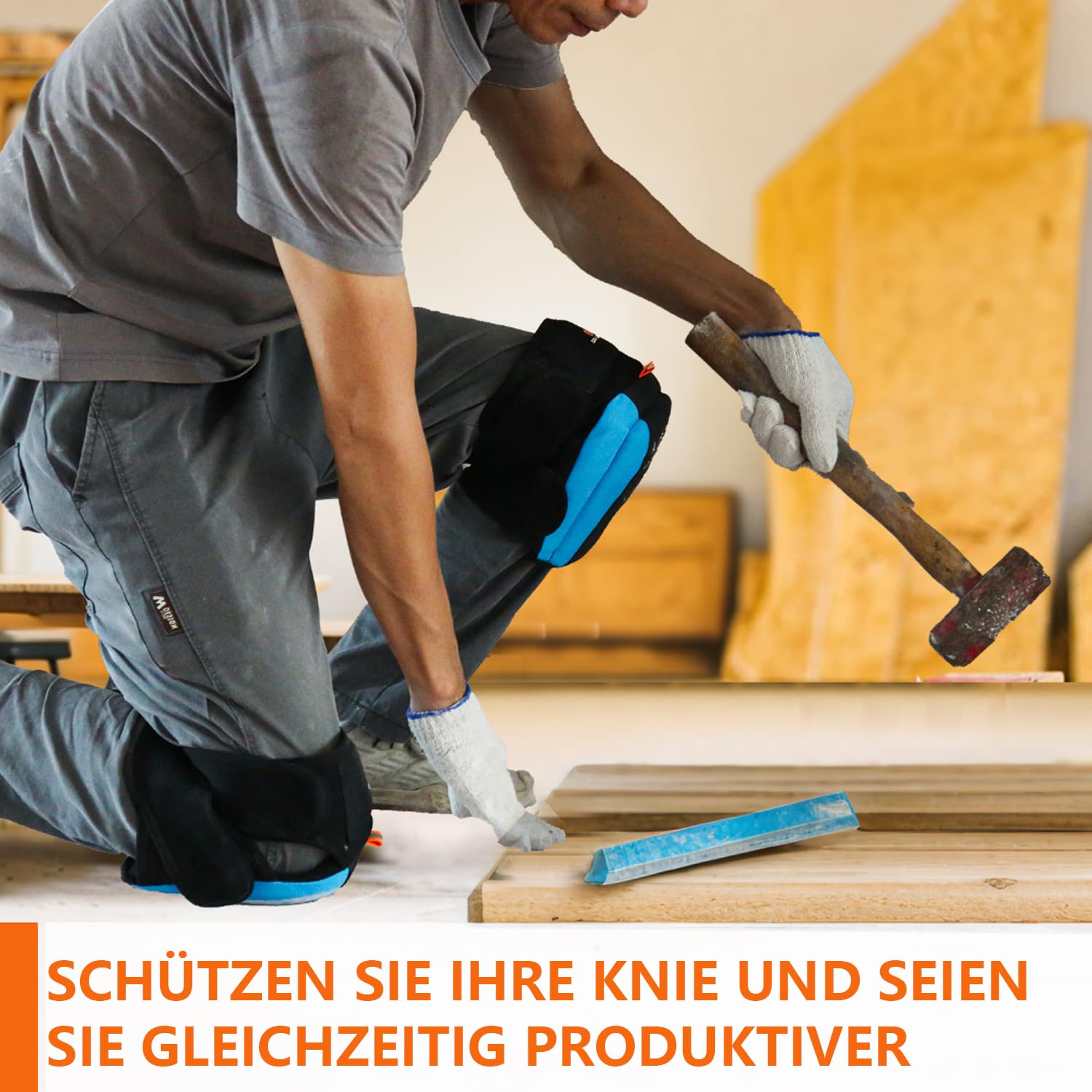 Detalle de Professionelle Knieschoner Garten mit Doppelriemen – Knieschutz für Gartenarbeit, Renovierung und Bau