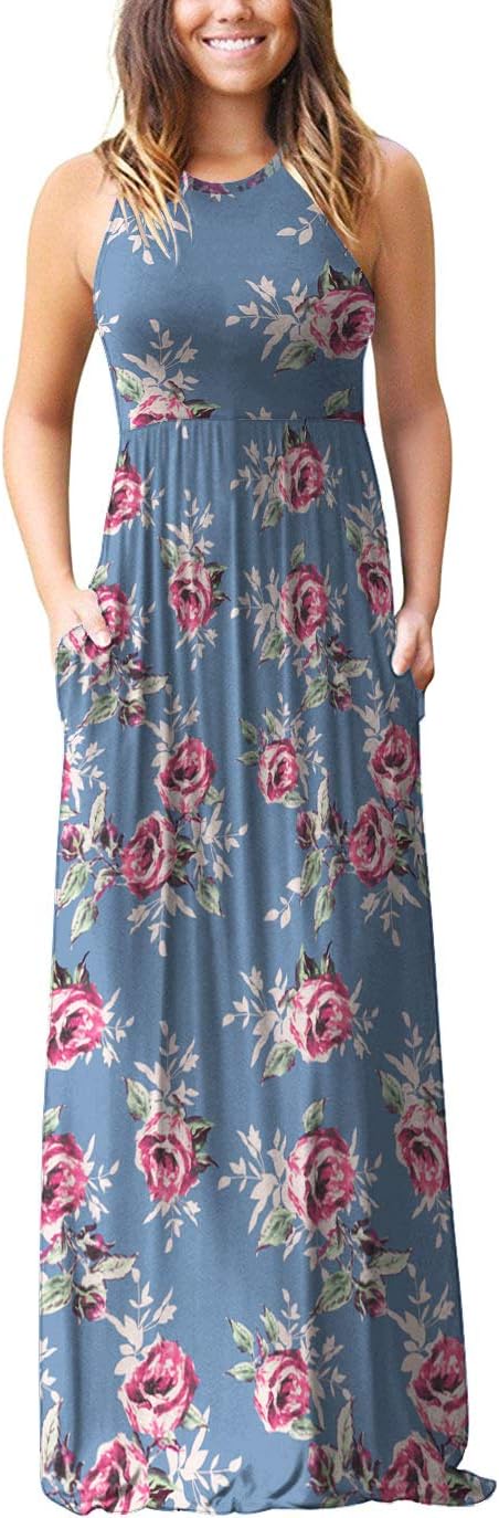 Thumbnail 4 de PCEAIIH women’s casual sleeveless/long sleeve maxi dress with pockets (elastic waist)