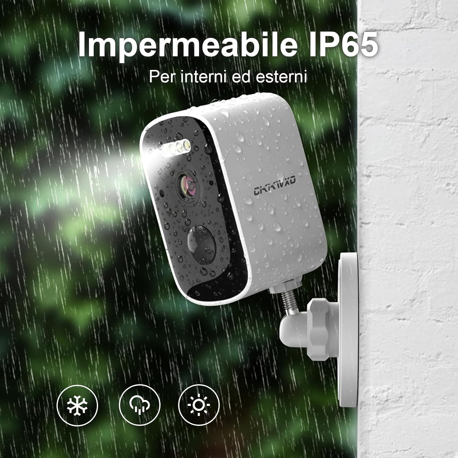 Detalle de CiKiKWXO 2.5K 5MP Caméra Extérieure sans Fil Solaire – Vision Nocturne en Couleur, IP65, Alexa