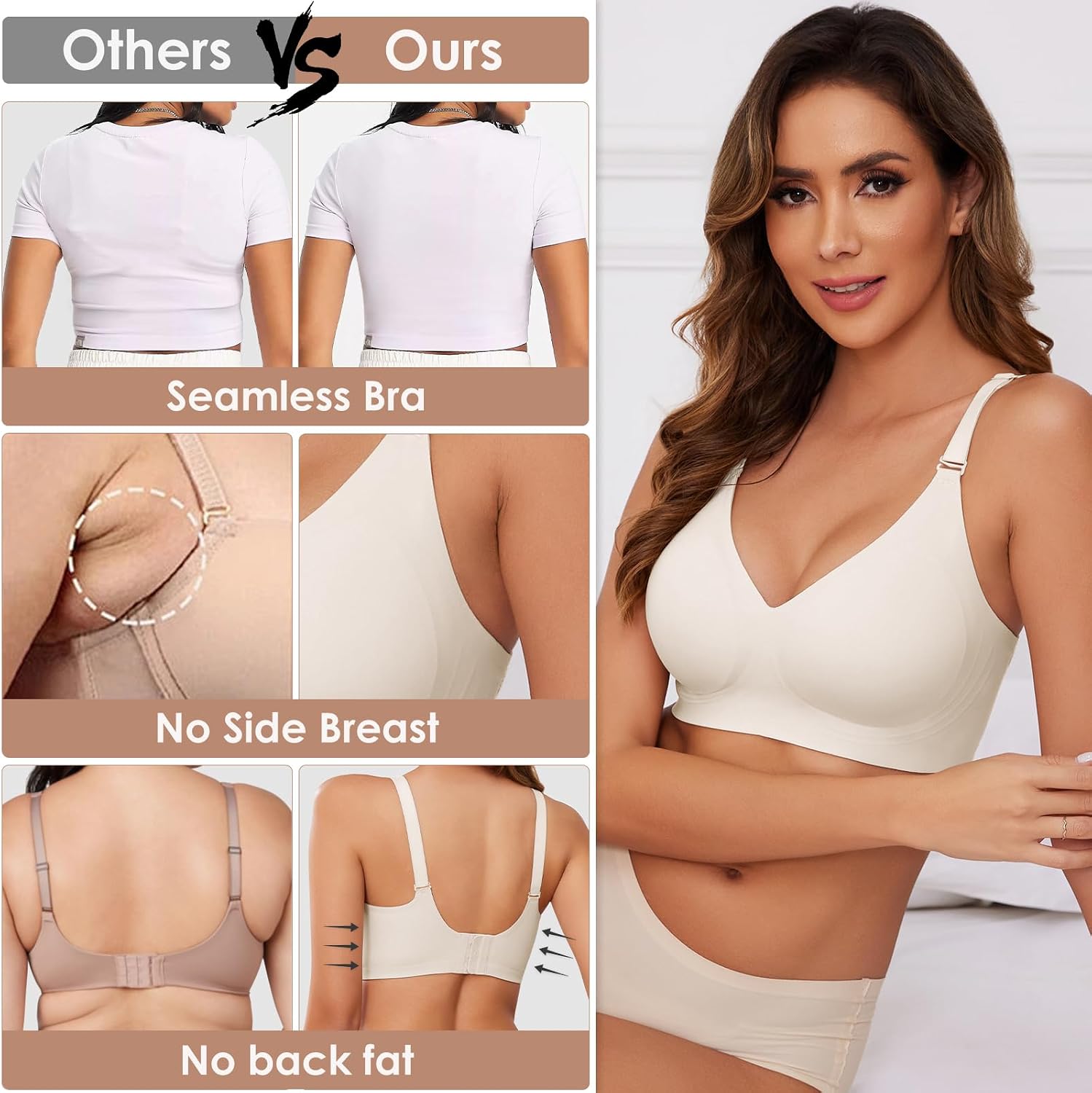 Thumbnail 4 de TOMEEK Non Wired Full Coverage Bra V‑Neck bralette