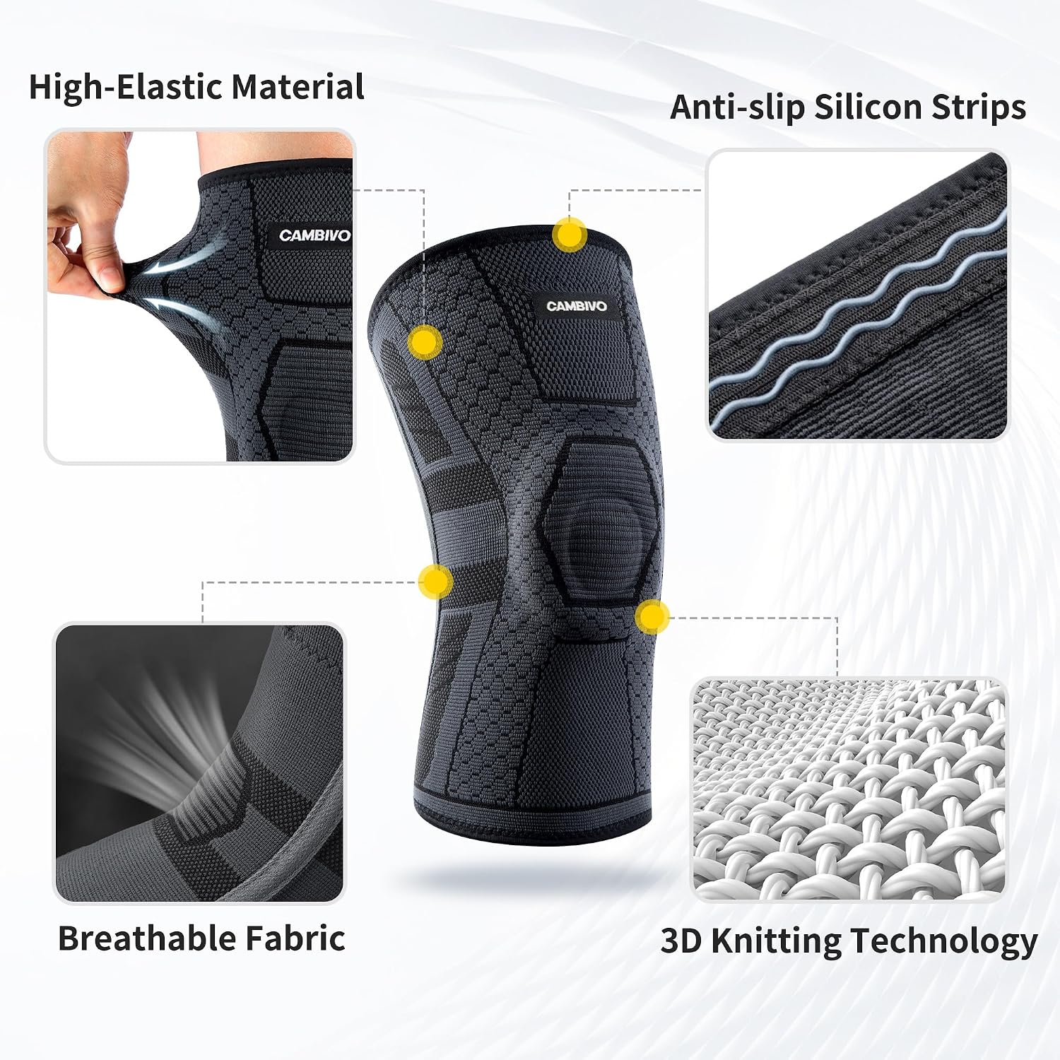 Detalle de CAMBIVO NS40 kniebrace, set van 2 met gelpad en zijdelingse stabilisatoren