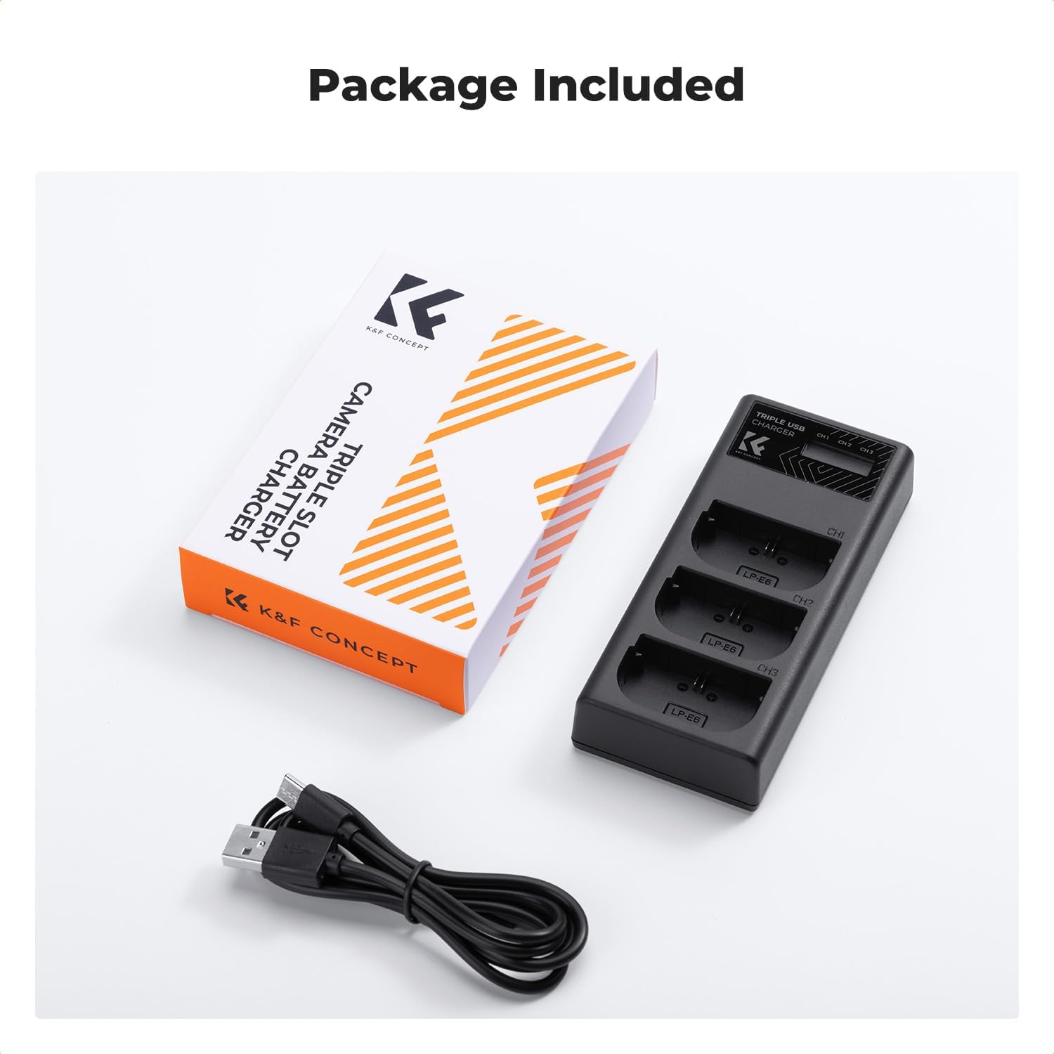 Thumbnail 6 de K&F CONCEPT 3‑Slot Ladegerät für Canon LP‑E6NH/LP‑E6N/LP‑E6 mit LCD (für EOS R5/R6/R7, u. a.)